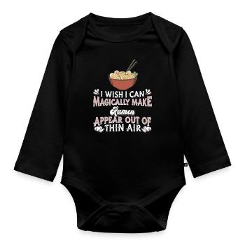 Ramen Japan Kawaii Anime - Baby Bio-Langarm-Body - Schwarz - Vorne