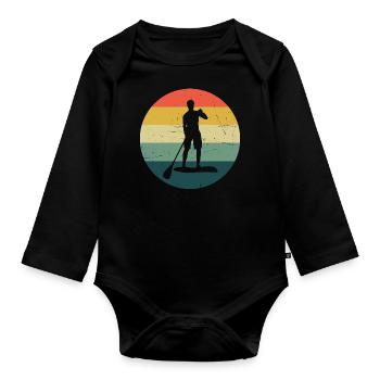 Sup Standup Paddle Femmes Hommes Standup Paddleboar - Body Bébé bio manches longues - noir - Devant