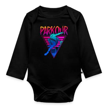 Parkour Free Running Traceur 80S - Body Bébé bio manches longues - noir - Devant