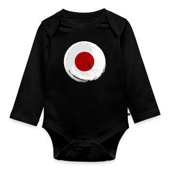 Drapeau du Japon utilisé Look Nihon Drapeau japonais - Body Bébé bio manches longues - noir - Devant