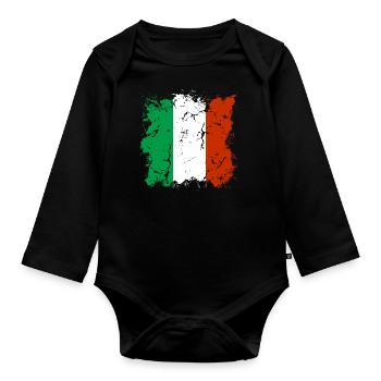 Italie Drapeau Vintage Drapeau Italien Occasion Look - Body Bébé bio manches longues - noir - Devant