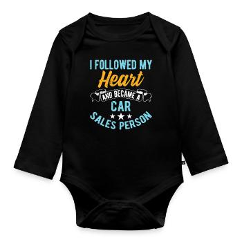 J’ai suivi mon cœur vendeur de voitures - Body Bébé bio manches longues - noir - Devant