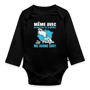 La Plongée Me Donne Soif Mer Cadeau Plongeur Apnée - Body Bébé bio manches longues - noir - Devant