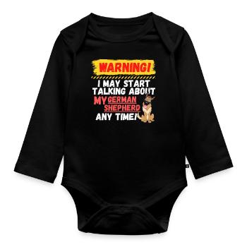 Avertissement Berger Allemand - Body Bébé bio manches longues - noir - Devant