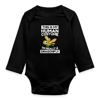 This Is My Human Costume I'm Really A Dragonfly - Organic Longsleeve Baby Bodysuit - black - Front