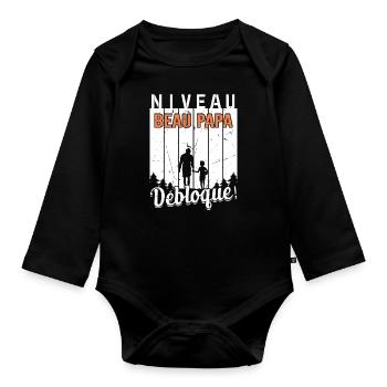 Niveau Beau-papa Débloqué Fête Des Pères Papa Dad - Body Bébé bio manches longues - noir - Devant