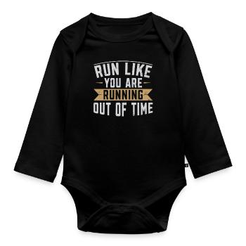 Run Like You Are Running Out Of Time Läufer - Baby Bio-Langarm-Body - Schwarz - Vorne