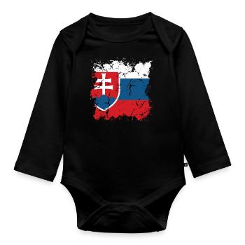 Slovaquie drapeau slovaque vintage drapeau slovaque - Body Bébé bio manches longues - noir - Devant