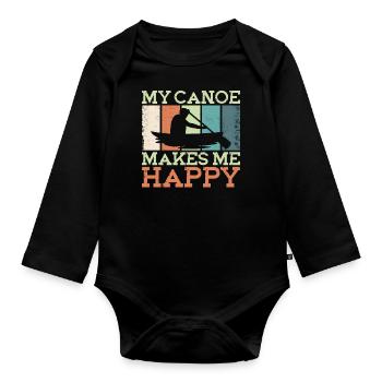 Canoe Canoeing Vintage Retro My - Baby Bio-Langarm-Body - Schwarz - Vorne