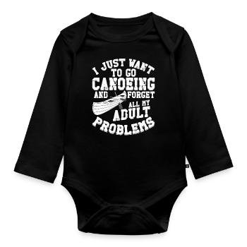 Canoe Canoeing Vintage I Just Want - Baby Bio-Langarm-Body - Schwarz - Vorne