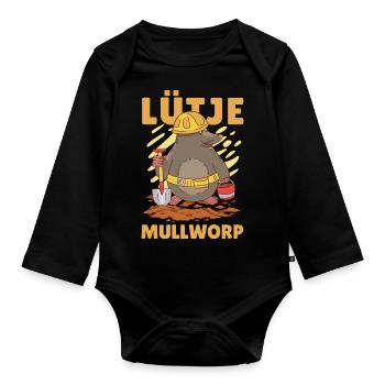Lütje Mullworp Low German Mole - Organic Longsleeve Baby Bodysuit - black - Front
