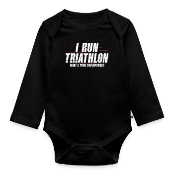 Ich Laufe Triathlon Triathlon Athlet Schwimmen - Baby Bio-Langarm-Body - Schwarz - Vorne
