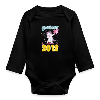 Licorne du 10e anniversaire - Body Bébé bio manches longues - noir - Devant