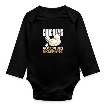 Huhn Bauernhof Geflügel Hahn Hühner Geschenk - Baby Bio-Langarm-Body - Schwarz - Vorne