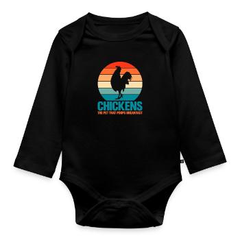 Huhn Bauernhof Geflügel Hahn Hühner Geschenk - Baby Bio-Langarm-Body - Schwarz - Vorne