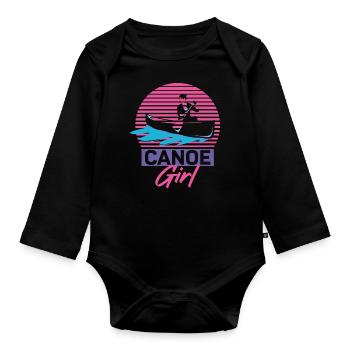 Canoe Canoeing Girl Retro Canoe - Baby Bio-Langarm-Body - Schwarz - Vorne