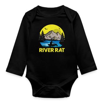 Canoe Canoeing Vintage Retro River - Baby Bio-Langarm-Body - Schwarz - Vorne