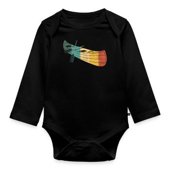 Canoe Canoeing Retro Vintage - Baby Bio-Langarm-Body - Schwarz - Vorne