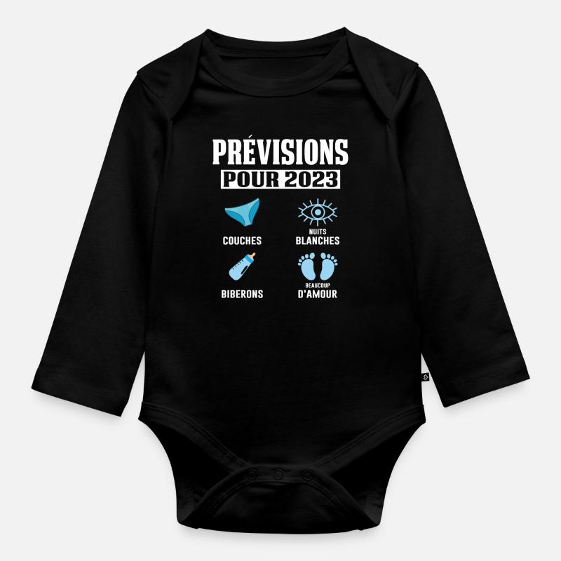 Prévisions Pour 2023 Maman Enceinte Idée Cadeau - Body Bébé bio manches longues - noir