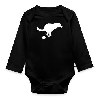 Schrisender Hund kackender Hund - Baby Bio-Langarm-Body - Schwarz - Vorne