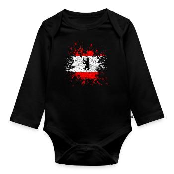 Berlin Kleks Vintage - Baby Bio-Langarm-Body - Schwarz - Vorne