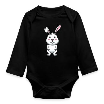 White Rabbit Emoticons Rabbit - Organic Longsleeve Baby Bodysuit - black - Front