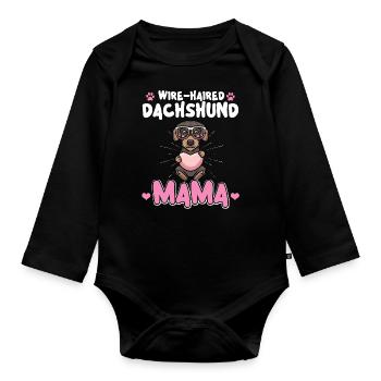 Rough-haired dachshund Mama - Organic Longsleeve Baby Bodysuit - black - Front