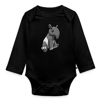 Tapir cuddly toy motif - Organic Longsleeve Baby Bodysuit - black - Front