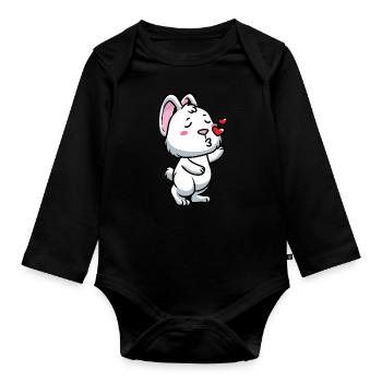 White Rabbit Emoticons Rabbit - Organic Longsleeve Baby Bodysuit - black - Front