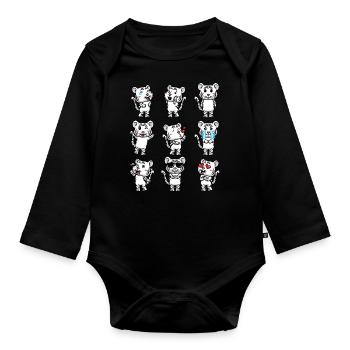 Weißer Tiger Emoticon Bengalischer Tiger - Baby Bio-Langarm-Body - Schwarz - Vorne