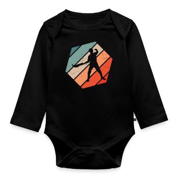 Jai Alai Basque Pelota Pelota Pelota vasca - Baby Bio-Langarm-Body - Schwarz - Vorne