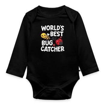 Worlds Best Bug Catcher Entomologist Insect Lady - Organic Longsleeve Baby Bodysuit - black - Front