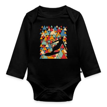 Wakeboarding Wakeboard Water sports enthusiasts - Organic Longsleeve Baby Bodysuit - black - Front