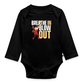 Trombone - Organic Longsleeve Baby Bodysuit - black - Front