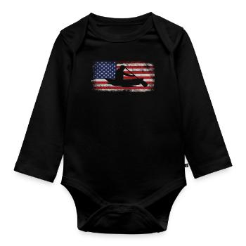 Canoe Canoeing Usa American Flag - Baby Bio-Langarm-Body - Schwarz - Vorne