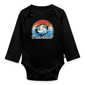 Beachball Ocean vintage ball multi color B-Day gif - Organic Longsleeve Baby Bodysuit - black - Front