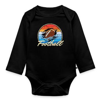 American Football Playing Football Gift Idea - Organic Longsleeve Baby Bodysuit - black - Front
