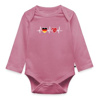 Germany and Turkey Turkish Flags Patriot - Organic Longsleeve Baby Bodysuit - mauve - Front