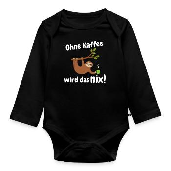 ohne kaffee wird das nix - Baby Bio-Langarm-Body - Schwarz - Vorne