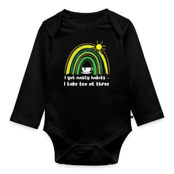 Tea lovers, tea drinkers, tea time - Organic Longsleeve Baby Bodysuit - black - Front