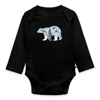 Polar Bear Alaska Mountain Wilderness Outdoors - Organic Longsleeve Baby Bodysuit - black - Front