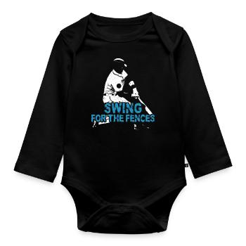 Baseball Fan Vintage Batter Swing - Baby Bio-Langarm-Body - Schwarz - Vorne