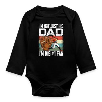 Baseball Fan Dad Father Vintage - Baby Bio-Langarm-Body - Schwarz - Vorne