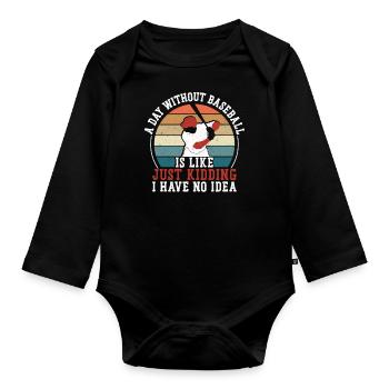 Baseball Fan Vintage Retro Batter - Baby Bio-Langarm-Body - Schwarz - Vorne