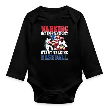Baseball Fan Vintage American Flag - Baby Bio-Langarm-Body - Schwarz - Vorne