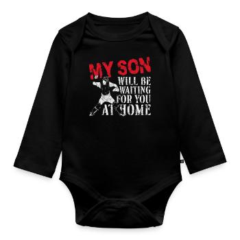 Baseball Fan Catcher Vintage Mon - Body Bébé bio manches longues - noir - Devant