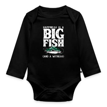 Lustiges Angeln Angler Fischer Geschenk - Baby Bio-Langarm-Body - Schwarz - Vorne