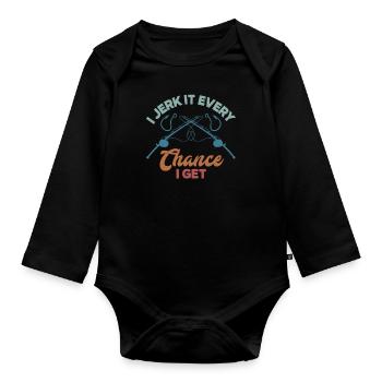 Lustiges Angeln Angler Fischer Geschenk - Baby Bio-Langarm-Body - Schwarz - Vorne
