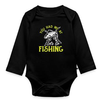 Fun Fishing Angler Fisherman Gift - Organic Longsleeve Baby Bodysuit - black - Front