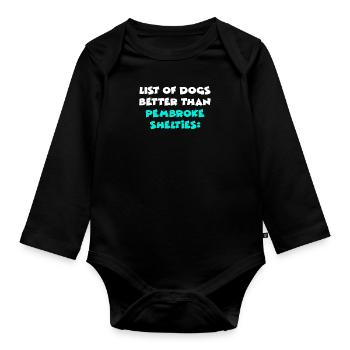 Pembroke Shelties - Organic Longsleeve Baby Bodysuit - black - Front